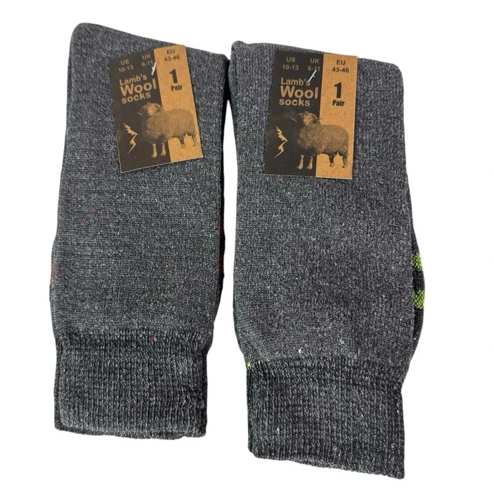 Lamb's Wool Blend Socks NEW Men's US 10-13 Lot of 2 Gray Calf Length 1399